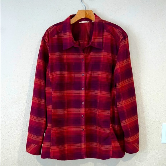 Ascend Tops - Women’s ASCEND Plaid button down top Fall Autumn flannel shirt size XXL